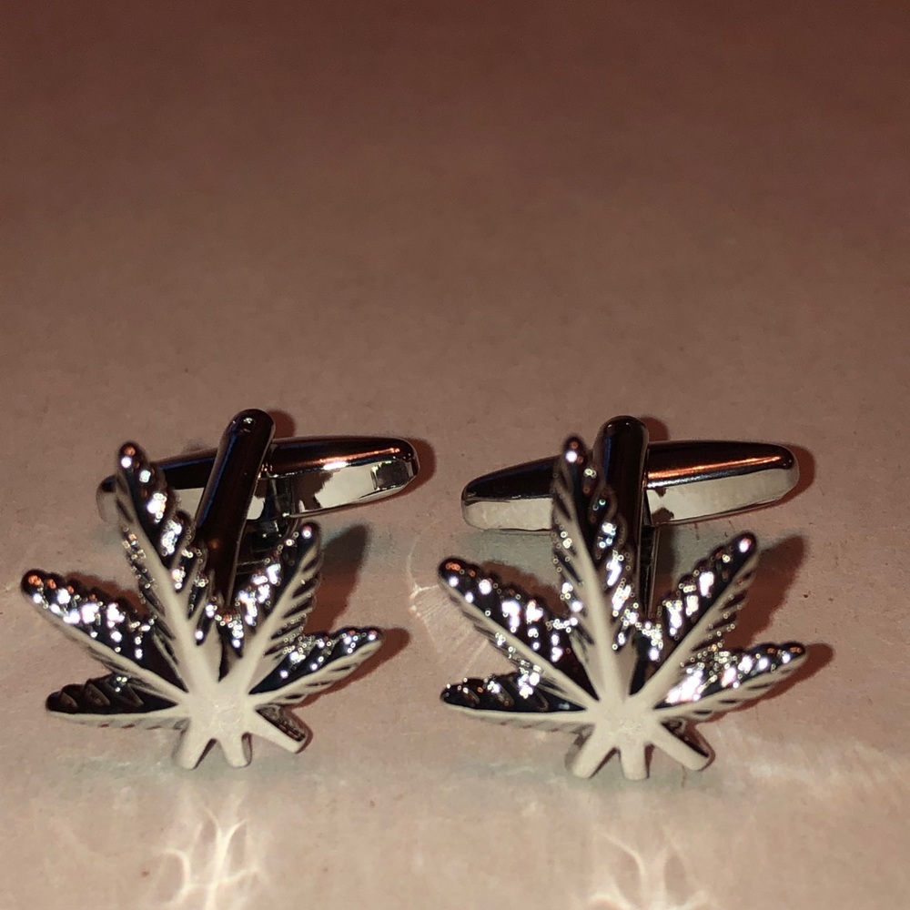 Marijuana pot leaf cufflinks